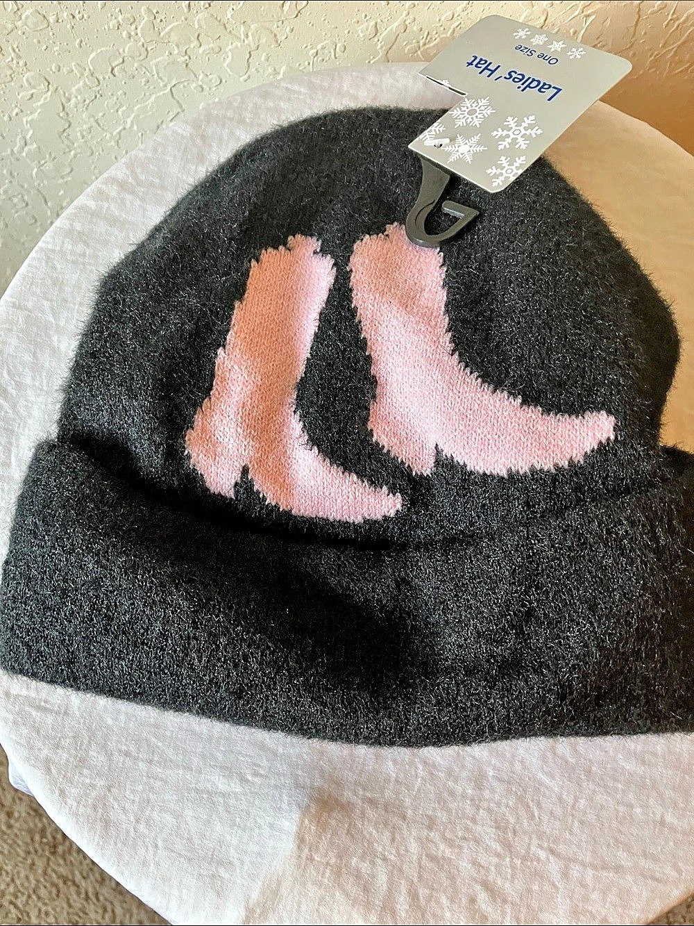Black & Pink Cowgirl Boots Hat-OS